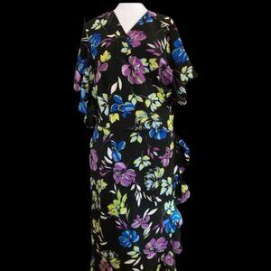 The Loralette "It's a Wrap" Print Dress Plus Size 30/32 Smoke and Pet Free Home